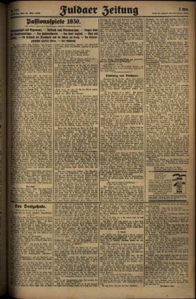 Zweite Ausgabe vom Samstag, den 17. Mai 1930.
