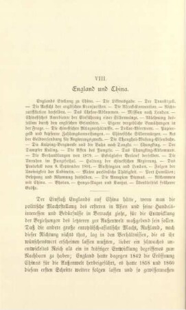 VIII. England und China