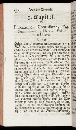 3. Capitel. De Luxatione, Contusione, Fractura, Tumore, Hernia, Vulnere ac Ulcere.