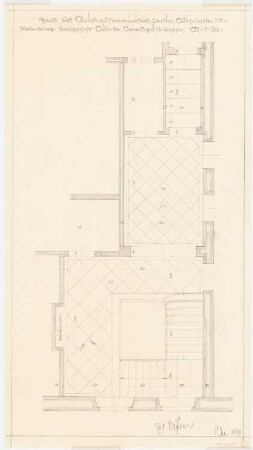 Dienstwohnung des Reichsaußenministers Joachim von Ribbentrop, Berlin-Mitte Umbau: Plattenbelag Staatsgästetreppe Zwischengeschoss 1:20