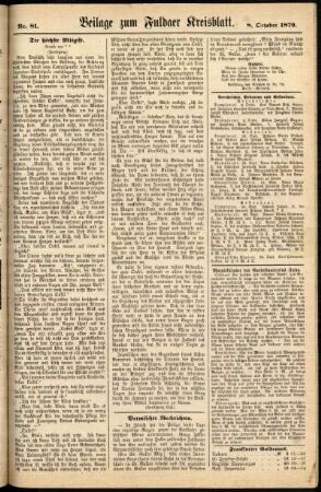 Zweite Ausgabe vom Mittwoch, den 08. Oktober 1879.