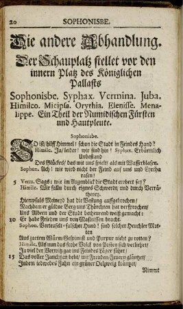 Die andere Abhandlung. Der Schauplatz stellet vor den innern Platz des Königlichen Pallasts.