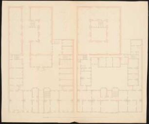 Städtisches Wohnhaus mit Seitenflügeln und Querhaus, dreizehnachsig: Grundriss Erd- und erstes Obergeschoss