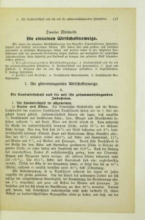 Zweiter Abschnitt. Die einzelnen Wirtschaftszweige