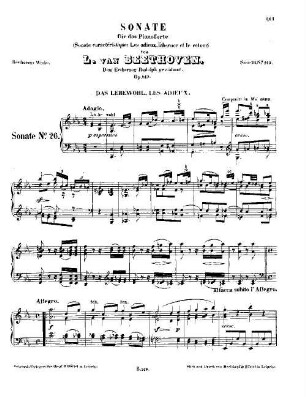 Beethoven's Werke. 149 = Serie 16: Sonaten für das Pianoforte, Dritter Band, Sonate : op. 81a