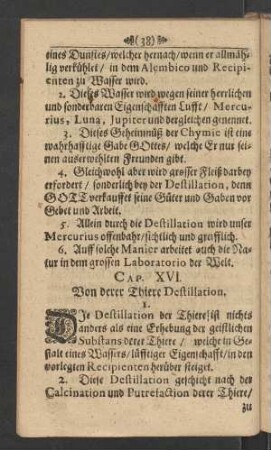 Cap. XVI. Von derer Thiere Destillation.