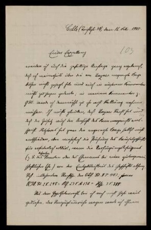 103: Brief von Otto Strecker an Gottlieb Planck, Celle, 16.2.1905