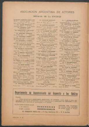 Asociación argentina de actores : Médicos de la entidad