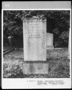 Grabstein von Albert Kohlmann (+ 1935.04.06)