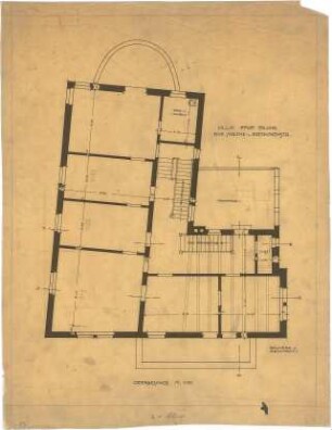 Billing, Hermann; Karlsruhe, Moltkestr.47 / Beethovenstr.; Villa Billing - Grundriss OG