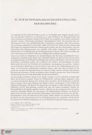 IV. Zur kunstgeschichtlichen Stellung der Bildwerke