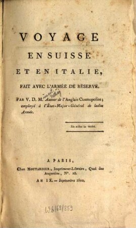 Voyage en Suisse et en Italie