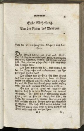 Erste Abtheilung. Von der Natur des Menschen