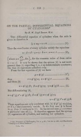 On the partial differential equations of cylinders.