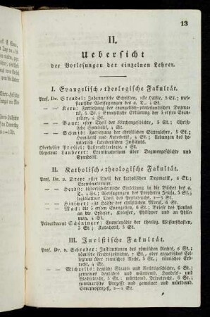 13-15, II. Uebersicht der Vorlesungen der einzelnen Lehrer