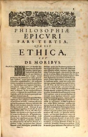 Petri Gassendi Diniensis Ecclesiae Praepositi, Et In Academia Parisiensi Matheseos Regij Professoris, Animadversiones In Decimvm Librvm Diogenis Laertii, Qvi Est De Vita, Moribus, Placitisque Epicvri : Placita autem, quas ille treis statuit Philosophiae parteis, Continent I. Canonicam ... II. Physicam, ... III. Ethicam ..., 2