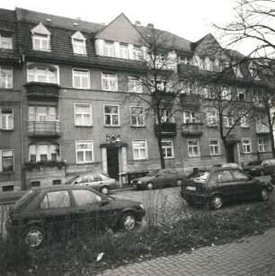 Dresden-Pieschen, Hubertusstraße 44 b/44. Doppelwohnhaus (1912). Straßenansicht