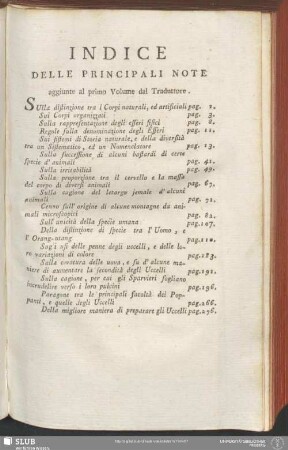 Indice Delle Principali Note aggiunte al primo Volume dal Traduttore