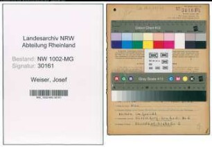 Entnazifizierung Josef Weiser , geb. 19.09.1884 (Dreher)