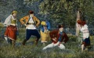 Menschen in ukrainischer Volkstracht beim Tanz