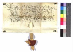 Propst Heinrich zu Ellwangen belehnt Schenk Wilhelm zu Limpurg mit dem Mantel (Burgfried) an dem Schloss zu Schmiedelfeld und dem Hofe zu Zimmerberg.