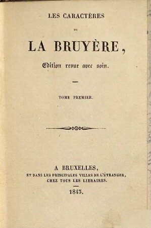 Les Caractères de La Bruyère, 1