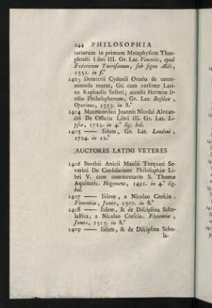 244-280, Auctores Latini Veteres - Auctores Latini Recentiores