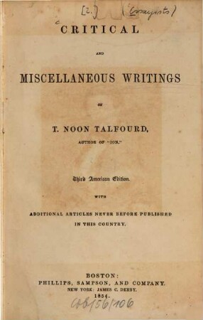 Essays, critical and miscellaneous, [2]. Critical and miscellaneous writings