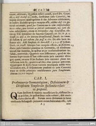 Cap. I. Praeliminaria Onomatologiam, Definitionem & Divisionem Templorum spectantia relative proponit