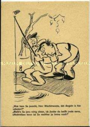 Postkarte mit Karikatur aus der Berliner Zeitung