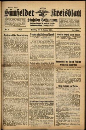Erste Ausgabe vom Montag, den 06. Januar 1941.