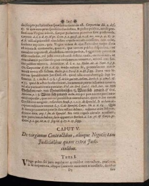 Caput V. De virginum Contractibus, aliisque Negotiis tam Judicialibus quam extra Judicialibus.