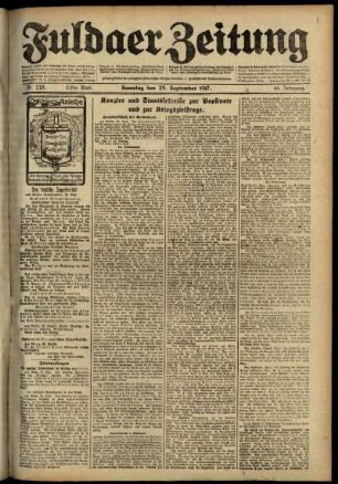 Erste Ausgabe vom Samstag, den 29. September 1917.