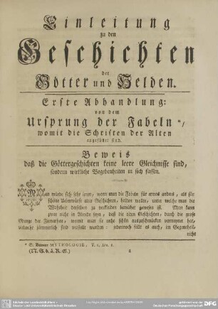 Einleitung zu den Geschichten der Götter und Helden