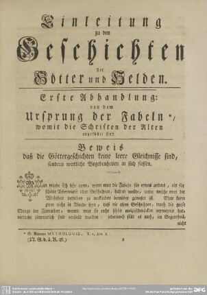 Einleitung zu den Geschichten der Götter und Helden