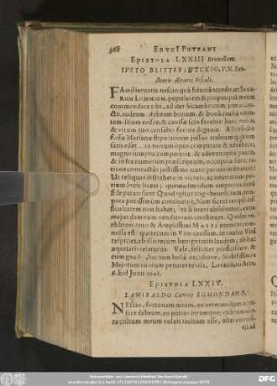 Epistola LXXIII. Bruxellam. Iusto Blitterswyckio, V. N. Sanctioris Aerarii Fiscali.