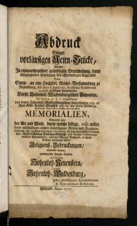 1r-82, Abdruck einiger vorlaeufigen Acten-Stuecke