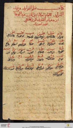 Ibn-Wahbān, ʿAbd-al-Wahhāb Ibn-Aḥmad: Qaid aš-šarāʾid wa-naẓm al-fawāʾid