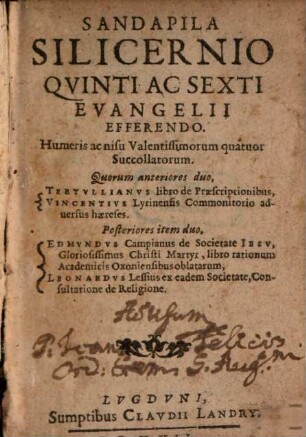 Sandapila silicernio quinti ac sexti evangelii efferendo