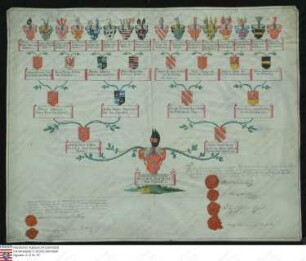 Ahnenprobe des Grafen Klemens Wenzel aus Boos zu Waldeck. - ausgefertigt: 1796 Juni, Pergament