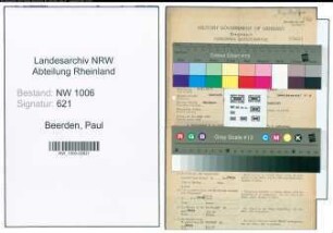 Entnazifizierung Paul Beerden , geb. 06.09.1913 (Kohlenhaendler)