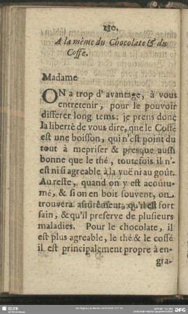 A la même du Chocolate & du Coffé : An eben selbige von Chocolate und der Coffe