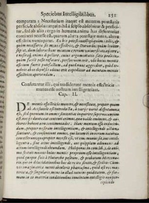 Confutantur illi, qui tradiderunt mentis effectricis munus esse nostram intelligentiam. Cap. II.