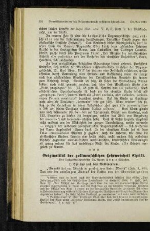 Originalität der gottmenschlichen Lehrweisheit Christi