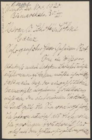 Brief an Ludwig Strecker (senior) an B. Schott's Söhne : 26.11.1920