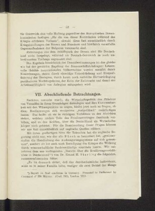 VII. Abschließende Betrachtungen.