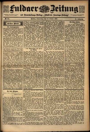Erste Ausgabe vom Donnerstag, den 13. Oktober 1898.