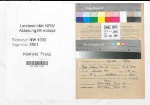 Entnazifizierung Franz Koetters , geb. 19.12.1915 (Angestellter)