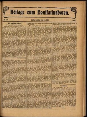 Zweite Ausgabe vom Sonntag, den 30. Mai 1909.