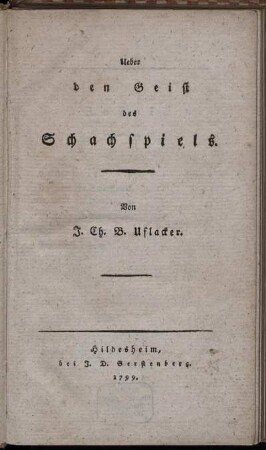 Ueber den Geist des Schachspiels